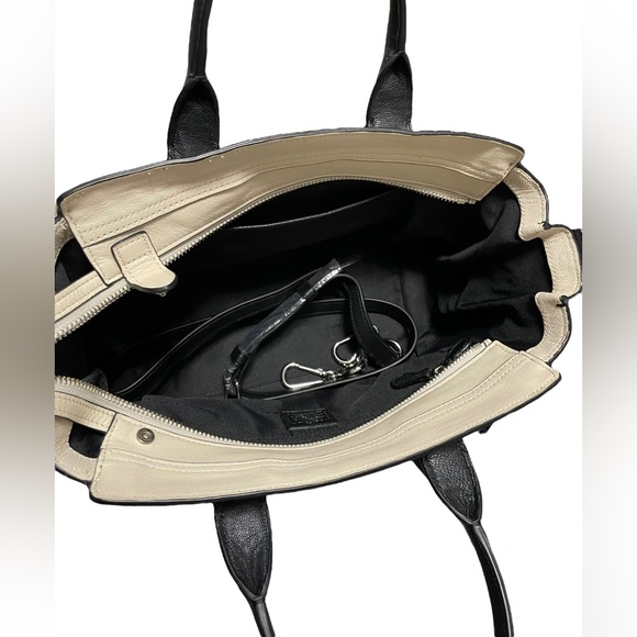 Coach Black And Beige Leather Satchel - Picture 9 of 14